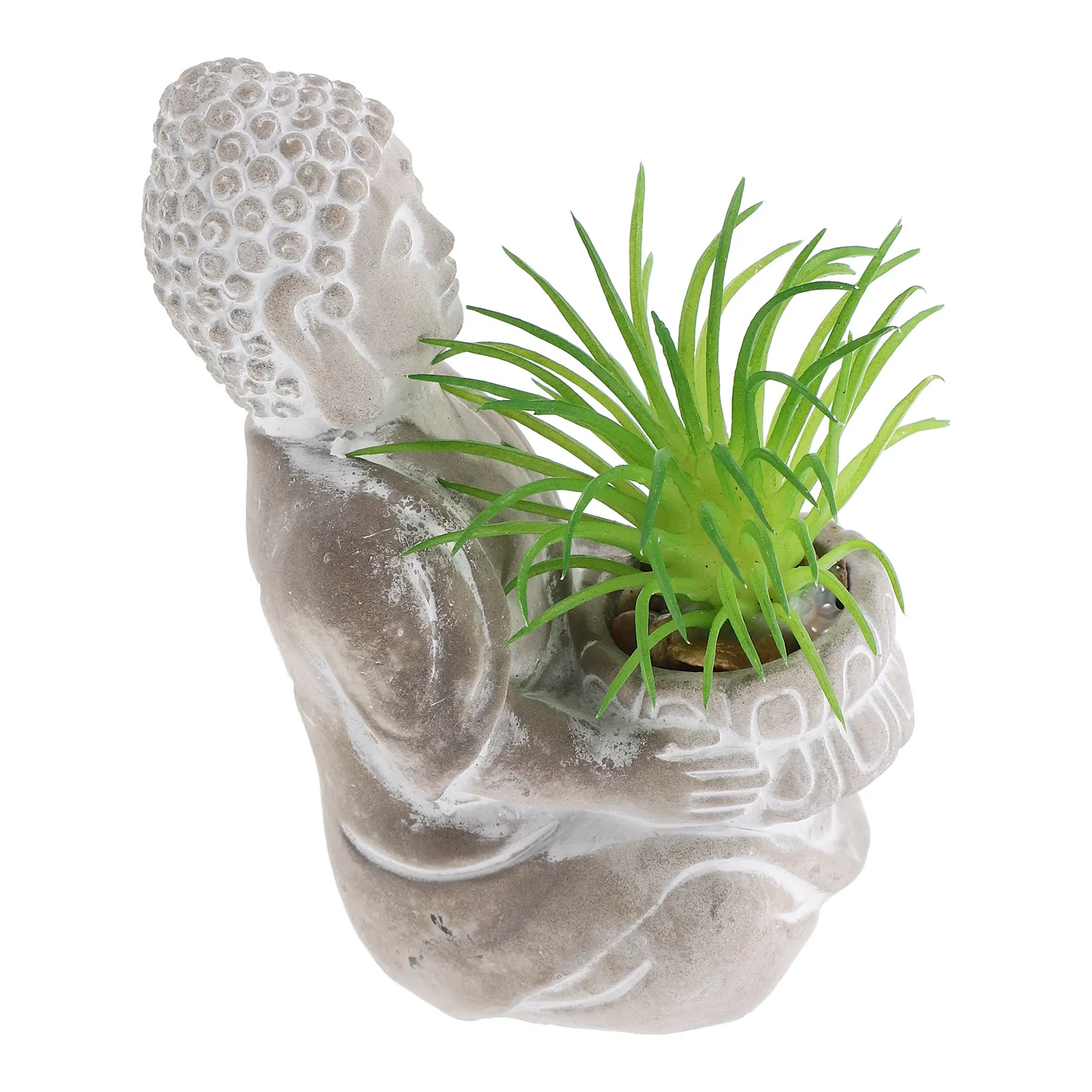 Garden Buddha Cement Statue Outdoor Small Buddha Display Fake Plants Decoration Garden Sculpture for Outside Statues