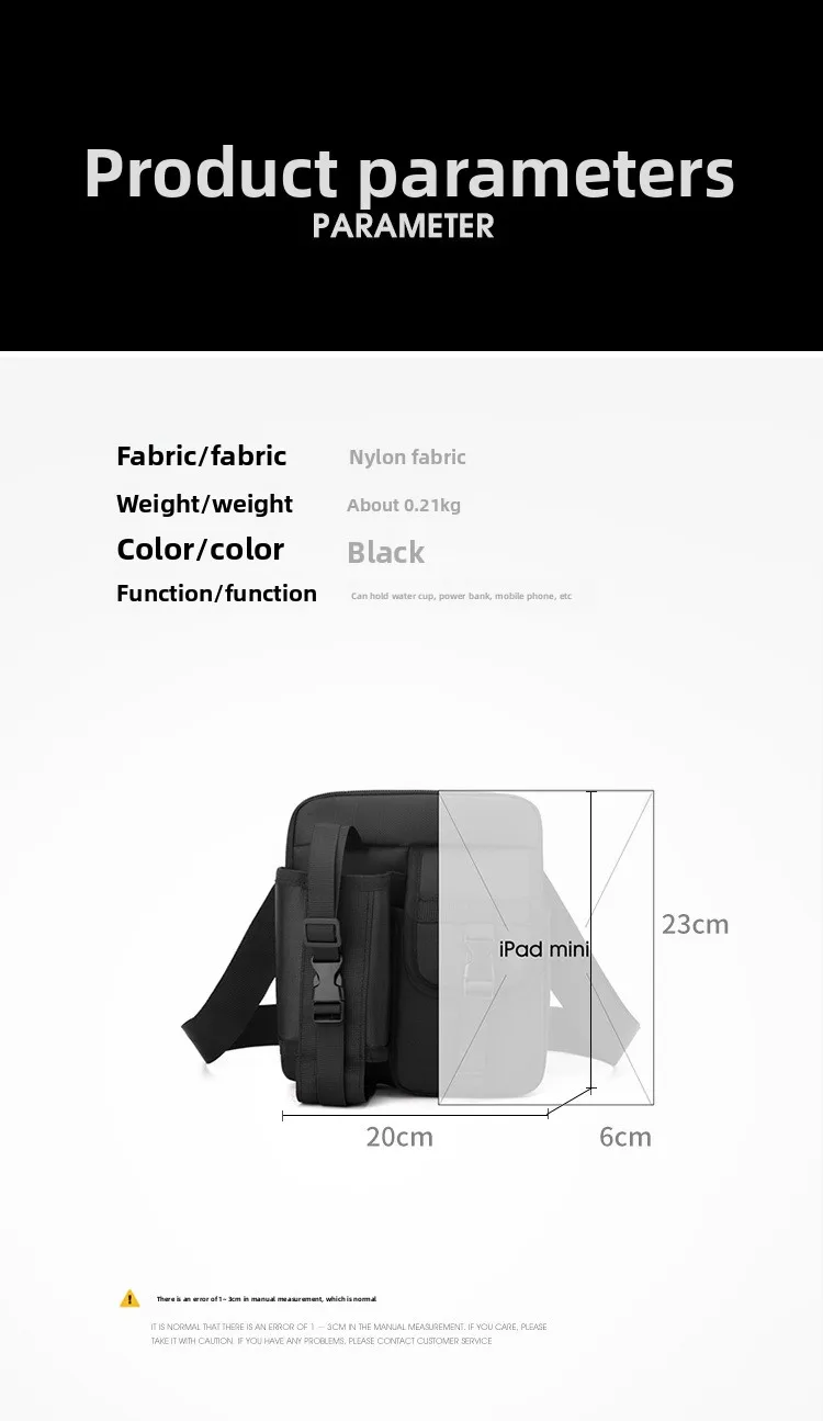 New Simple Single-shoulder Bag, Men's Travel Water Cup Backpack, Fashionable Outdoor Crossbody Bag, Wear-resistant Crossbody Bag