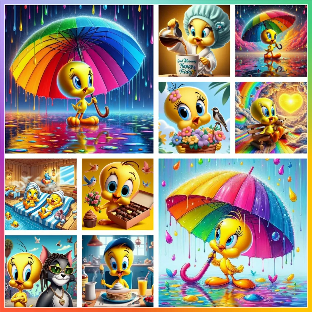 Cartoon Yellow Bird Funny Kawaii Cute Tweety Bird Diamond Painting Cross Stitch Mosaic Embroidery Home Decor 5D DIY Art New Set