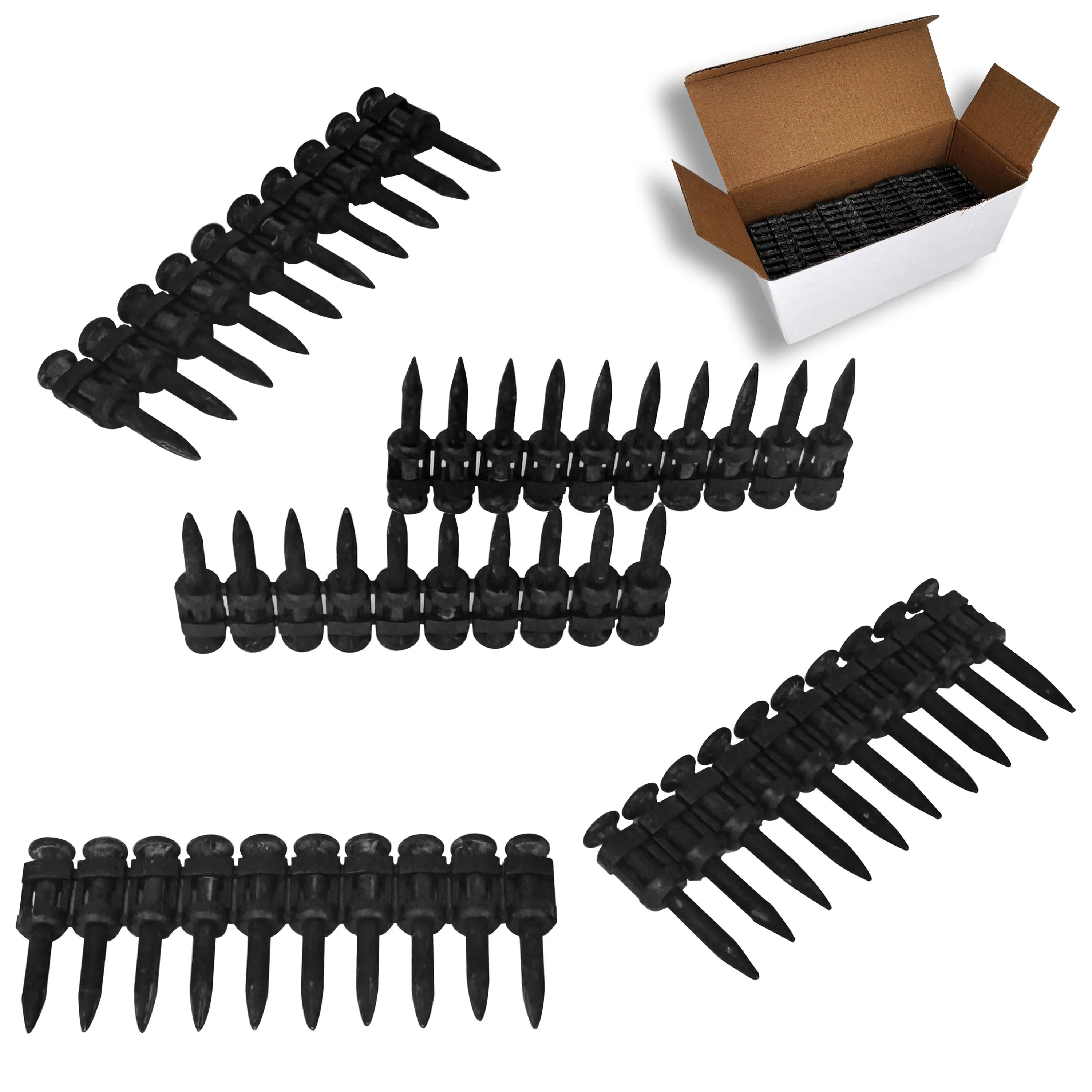 

NailTask 1000Pcs Plastic Collated Concrete Nails Drive Pins 15-38mm High Carbon Steel Nails for Gas Power Concrete Nailer