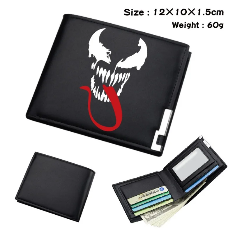 

Marvel Venom Wallet Movie Cool Character Student Male Female PU Leather Folding Short Wallet Change Card Bag Valentine Day Gift
