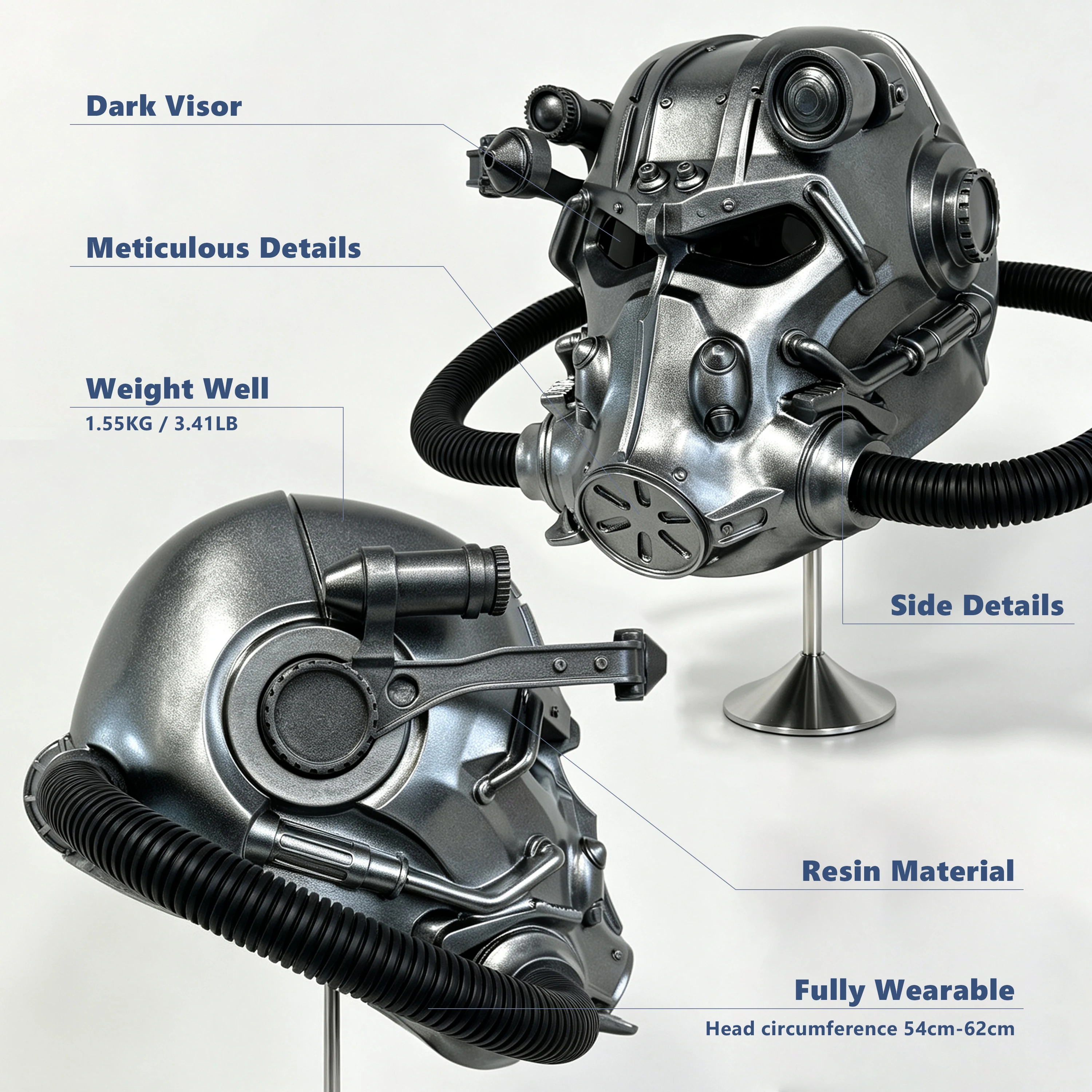 Постапокалиптическая маска-шлем T-60 Power Armor из смолы, полнолицевая маска для мужчин, аксессуар для Хэллоуина, маскарада, карнавала, косплея, для взрослых.