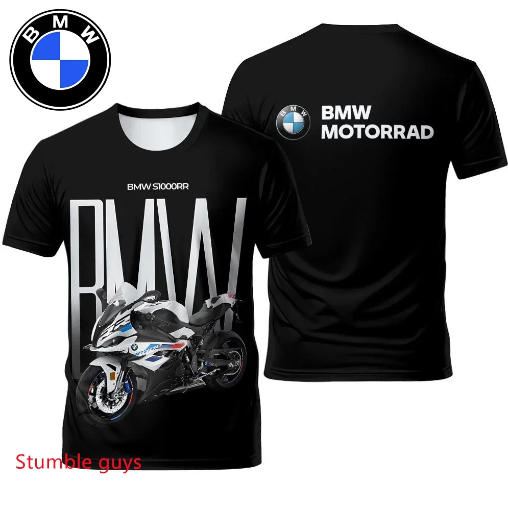 تي شيرت رجالي صيفي بأكمام قصيرة من ماركة BMW للسيارة، أداء وظيفي، سريع الجفاف، سباق الدراجات النارية الرياضية