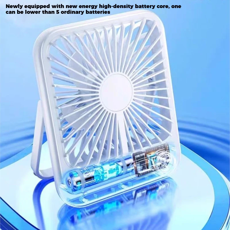 2024 New small fan handy charging long life ultra-thin desktop fan Large wind super quiet folding handheld table fan