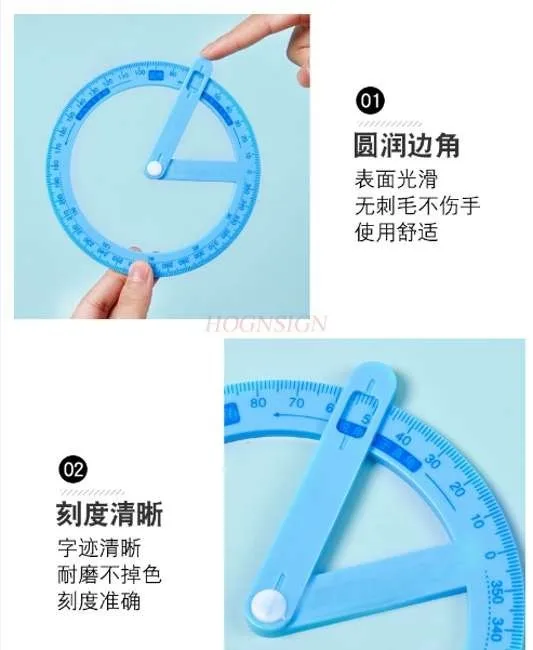 Swing Arm Protactor 360 Degree Ruler Circle Classroom Math Geometry Drafting Tools Plastic Stationery for Office School