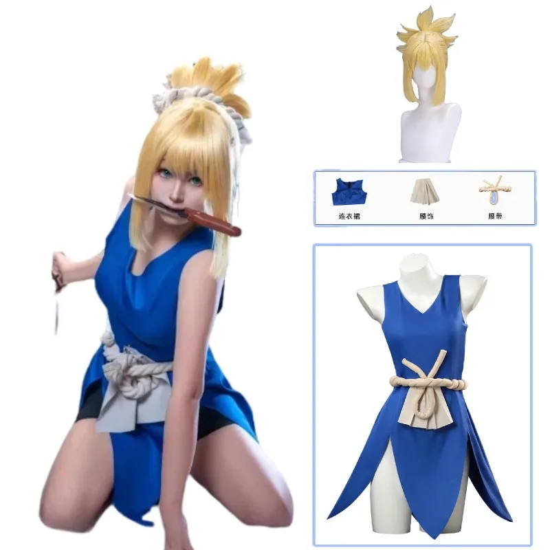 

Amber Cosplay Costume Women Anime Kohaku Sleeveless Dresses Yellow Wig Accessories Halloween Party Sexy Carnival Stage Suit