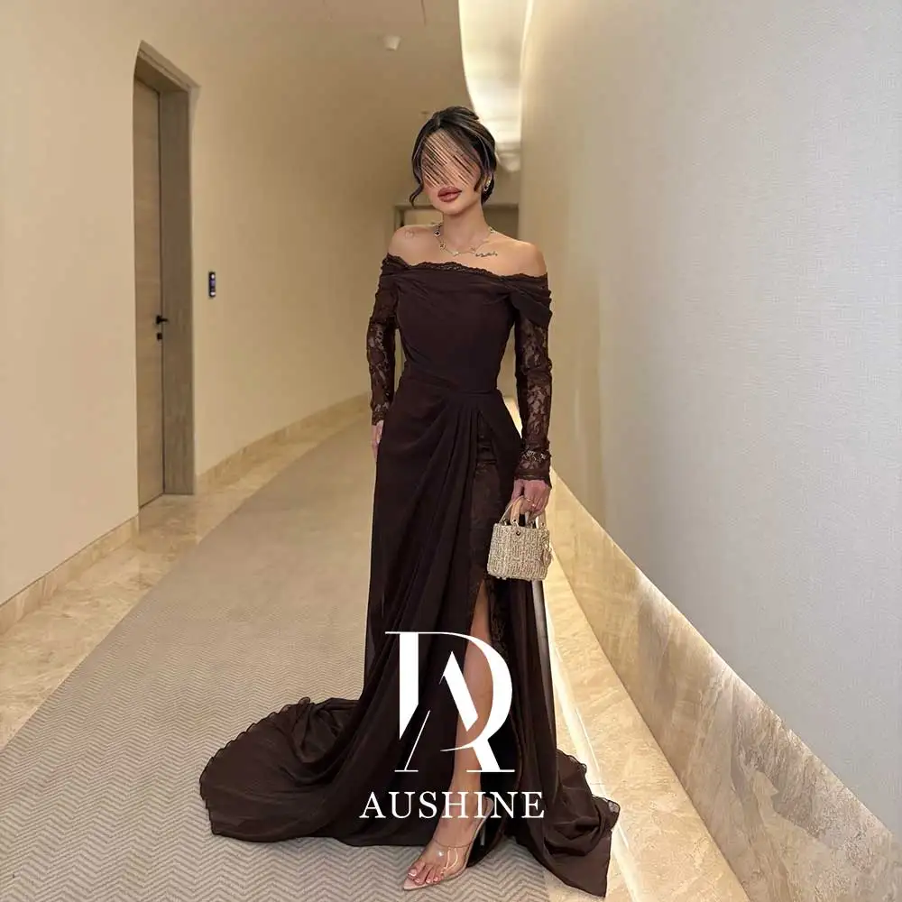 Aushine Customized Birthday Evening Dress Floor  Length Full Sleeves Summer Elegant Wedding Party Gowns For Women Arab 2024