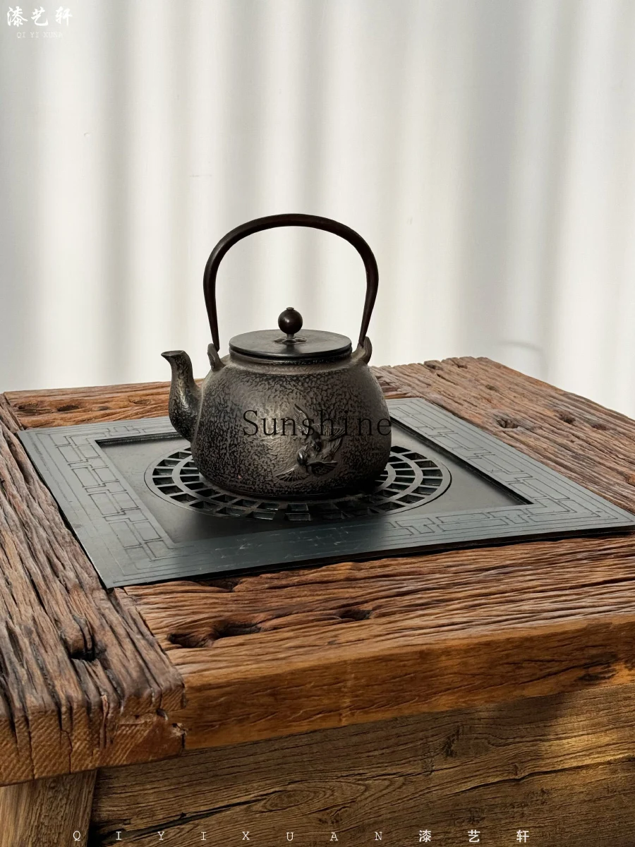 موقد Wabi-sabi المغلق للرياح، بركة حريق الشاي، طاولة مربعة صغيرة، شرفة منزلية، طاولة قهوة خارجية