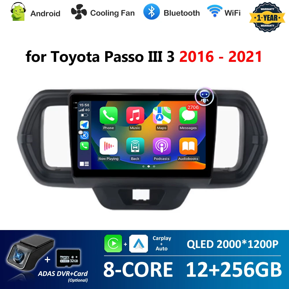 

Для Toyota Passo III 3 2016-2021 Android Система Wi-Fi Автомобильный видео Мультимедийный плеер Carplay BT Навигация GPS HD Экран Головное устройство
