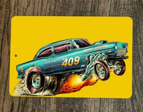 1 pcs,Hot Rod Artwork Phantom 409 ISKY CAMS Gasser Chevy 8x12 Metal Wall Sign