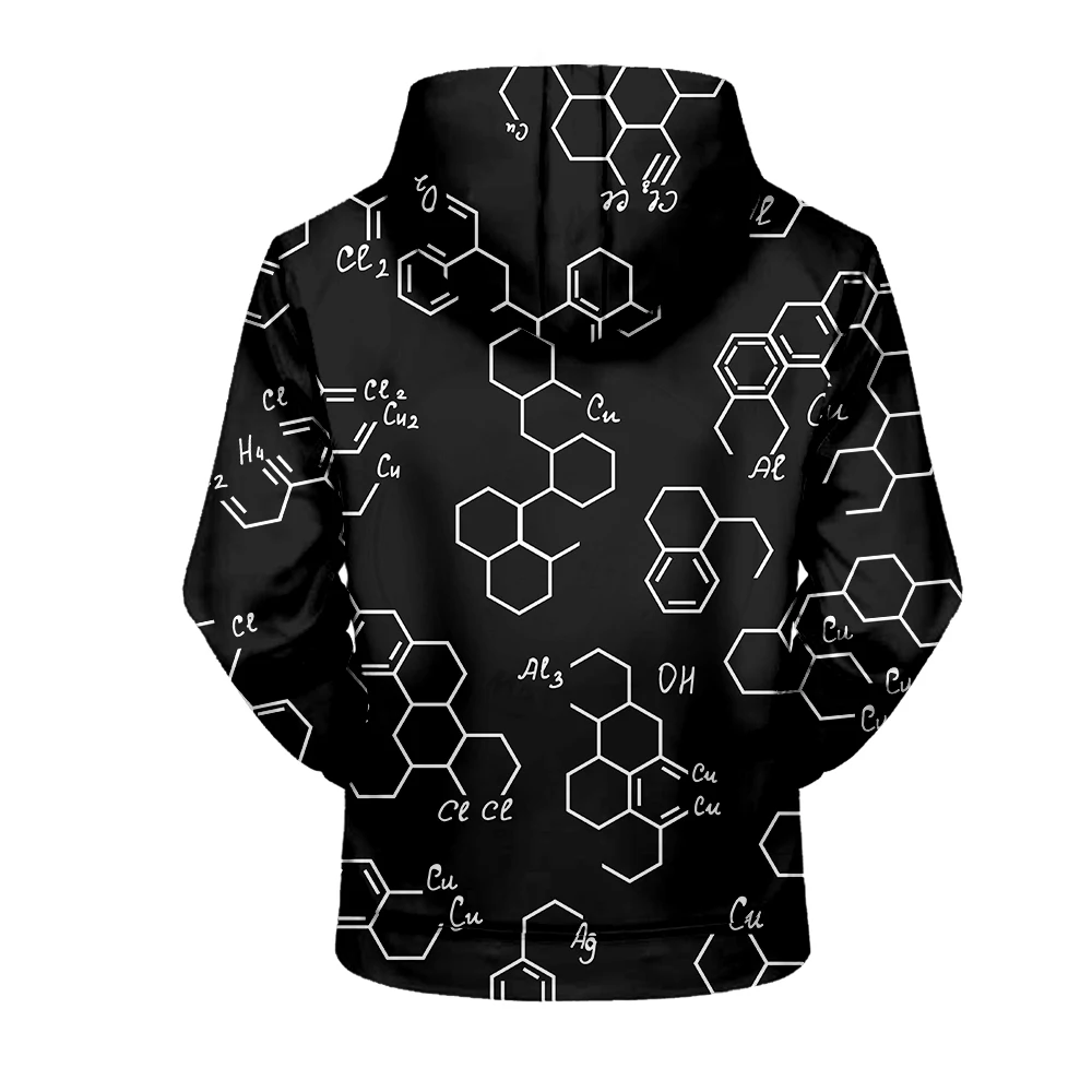 Camisola de rua com capuz alto para homens e mulheres, moda 3D Hoodie, fórmula matemática, matemática, logística, química, matemática, novo, outono