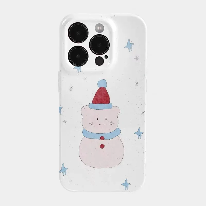 

Ins Korean Pink Snowman Baby Phone Case for IPHONE 17 Air 16E 15 PROMAX 14 Plus 13 12 MINI 11 PRO 16Plus XR Acrylic Phone Cover