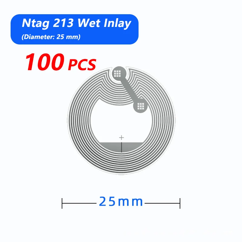 100 teile/los NFC Label Tag Aufkleber 13,56 MHz ISO14443A 213 Aufkleber Universal Label Ntag213 RFID für alle NFC-fähigen telefone