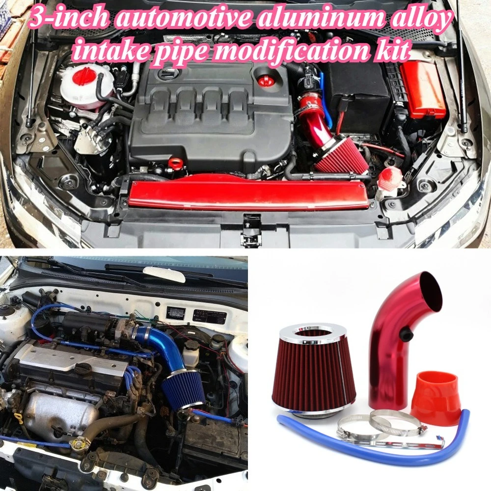 

Для универсального 76 мм 3-дюймового комплекта впускных труб холодного воздуха с воздушным фильтром из алюминиевого сплава, модернизация стиля гоночного двигателя