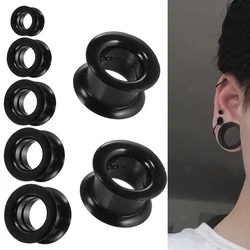 1Pair 3mm-40mm Black Silicone Ear Plugs and Tunnels Flexible Double Flared Flesh Ear Piercings Earlets Expander Stretchers