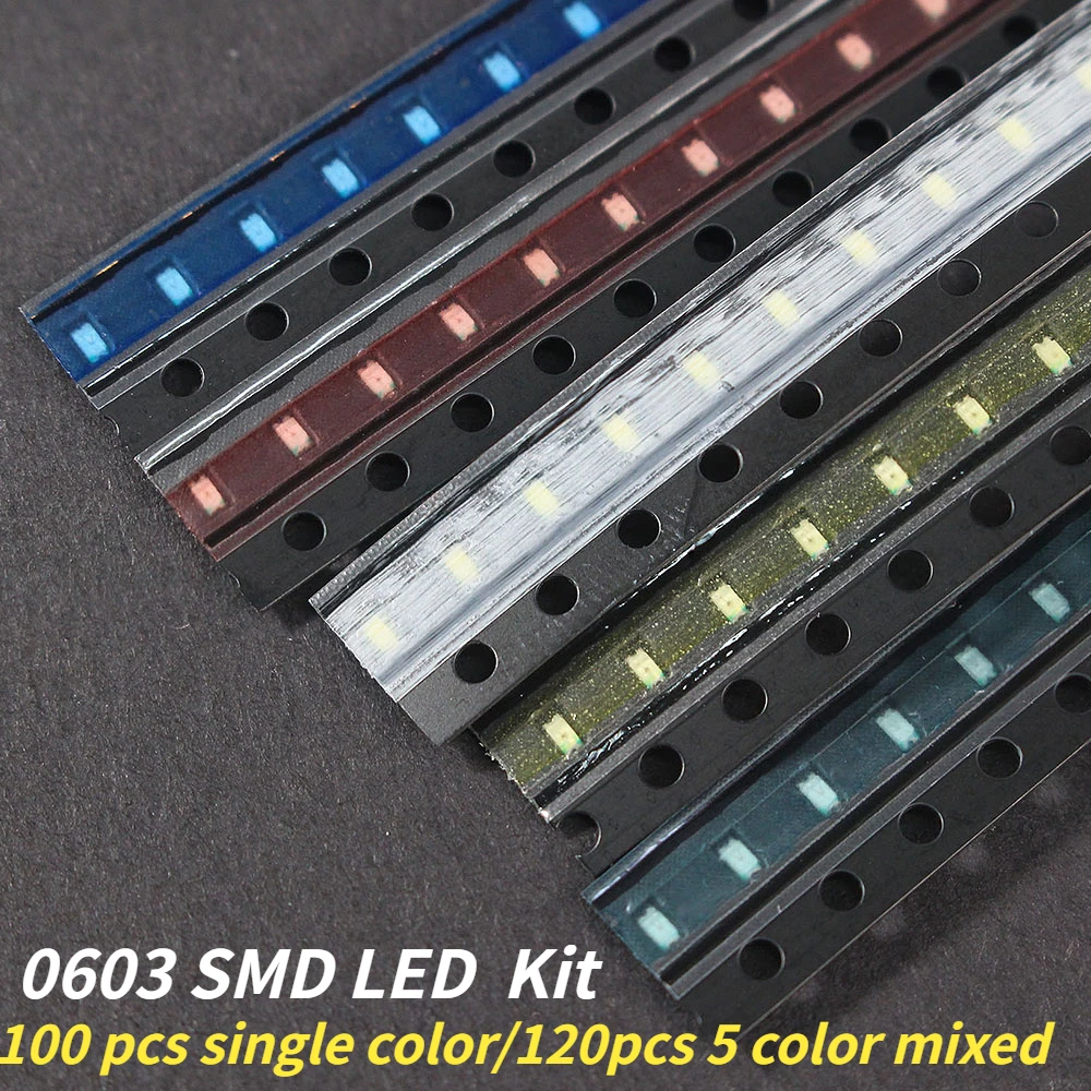 100/120PCS 0603 SMD LED Mini Surface Mount Chip Kit Super Bright Lighting Lamps Light Emitting Diode DIY Electronics Components