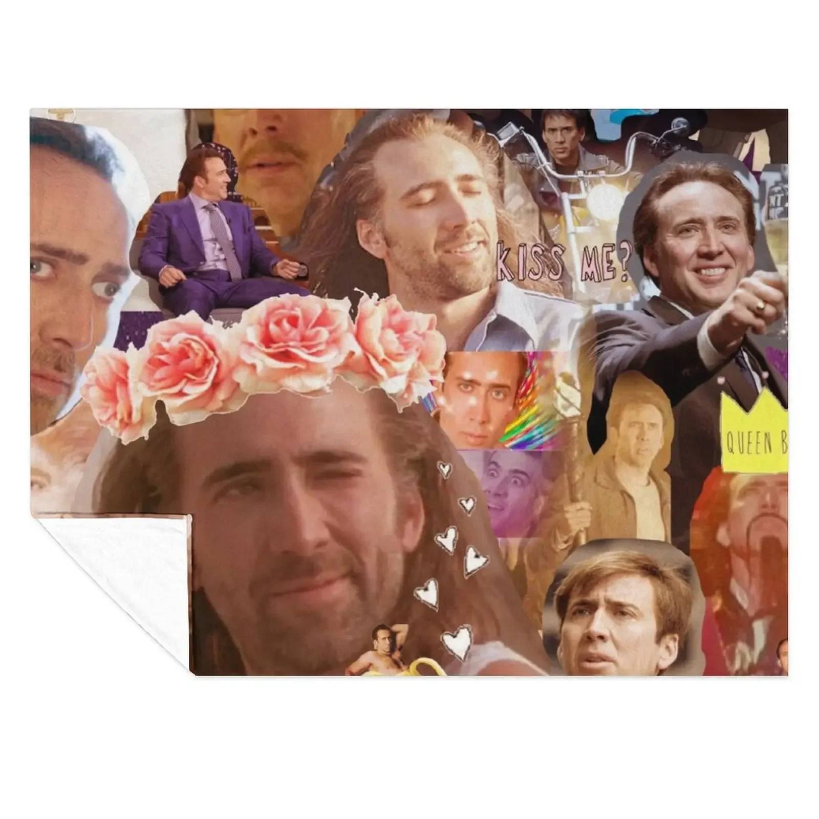 

Nic Cage Collage Throw Blanket Thin Fashion Sofas Cute Plaid Decorative Sofas Blankets