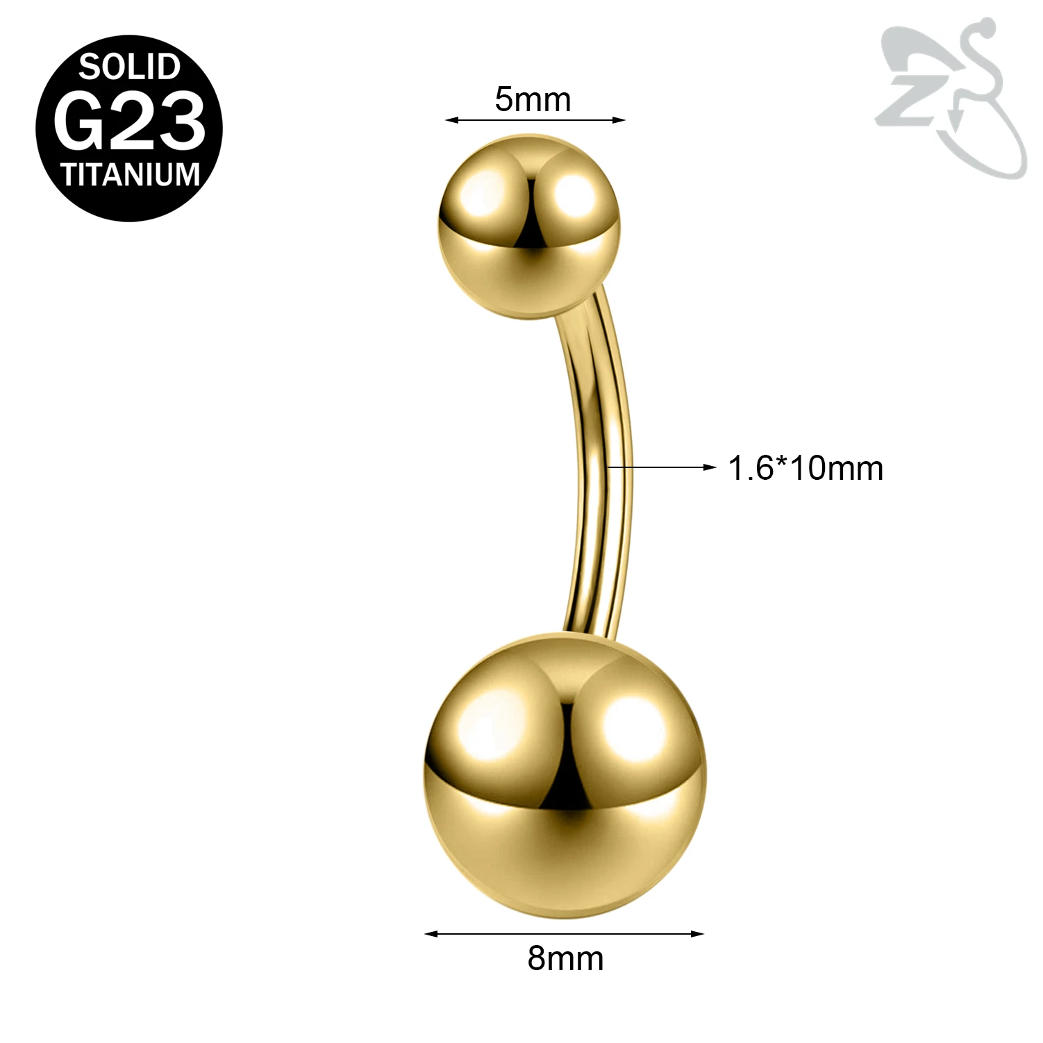 Women's G23 Titanium Belly Button Ring with CZ Crystal