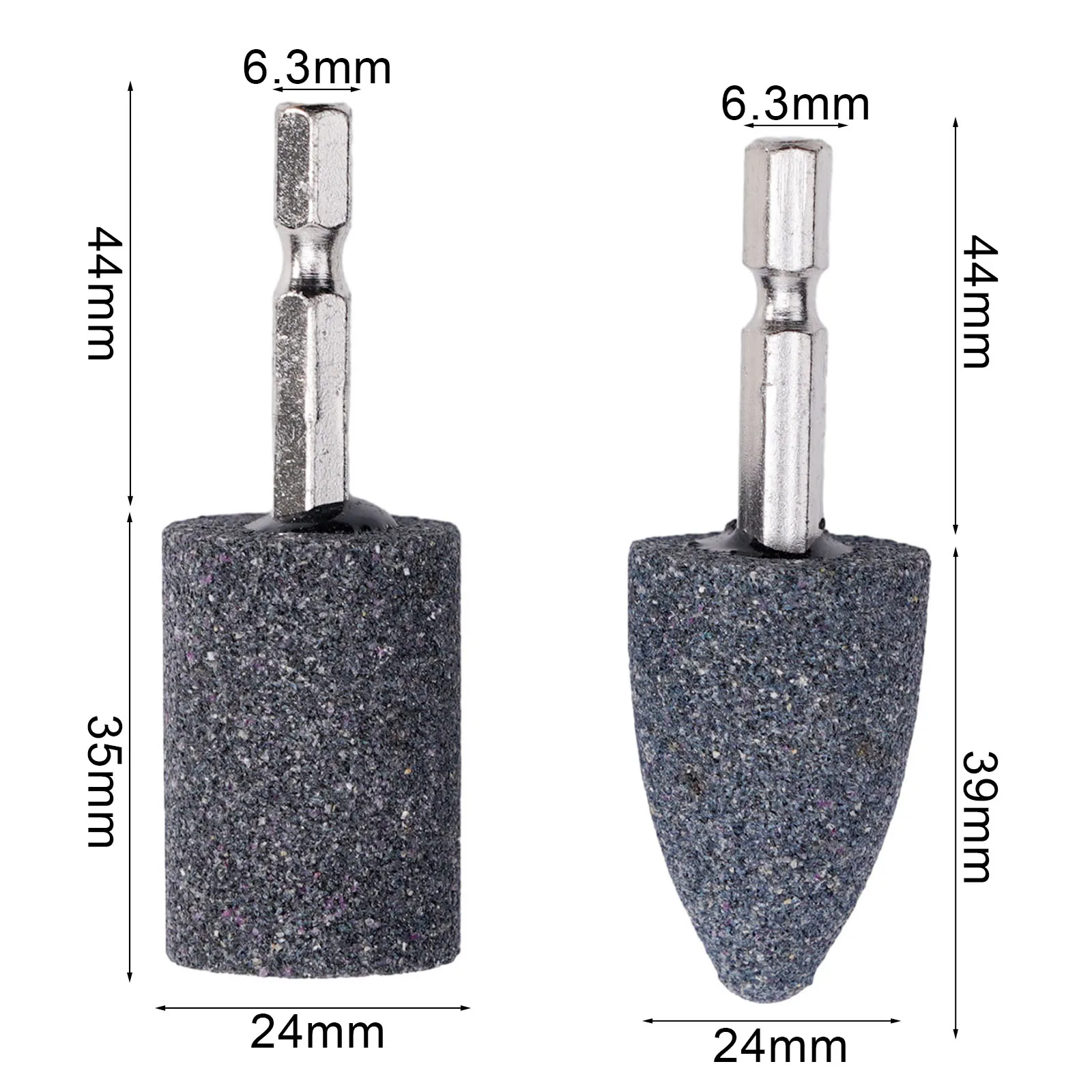 Nagelneu, hochwertig, heißer Verkauf, Schleifkopf, nützlich, praktisch, sechseckiger Schaft, tragbar, 2 Stück, brauner Korundkegel