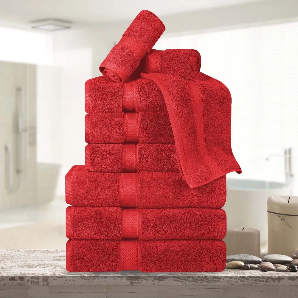 

Egyptian Cotton Heavyweight 9-Piece Towel Set, Red