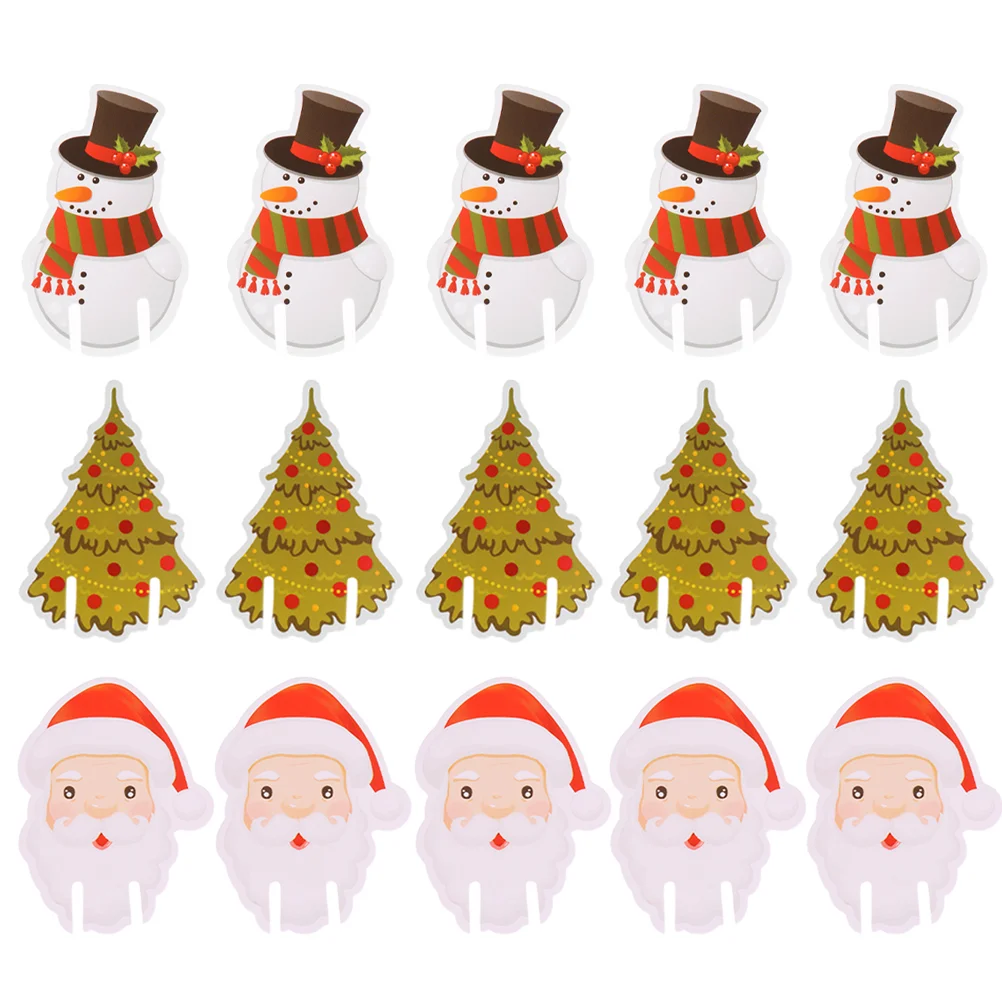 

60 Pcs Christmas Glass Card Cocktail Decorations for Drinks Paper Sign Marker Cup Place