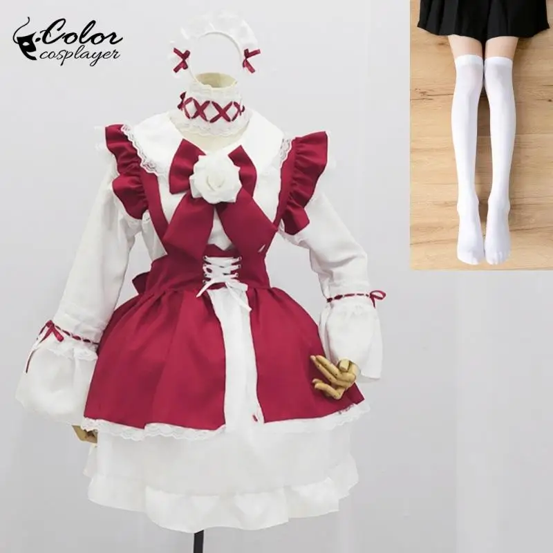 Colore Cosplayer Anime Lolita Abito medievale da donna Abito rosso di Capodanno Abbigliamento europeo vintage Costume cosplay per festa di carnevale