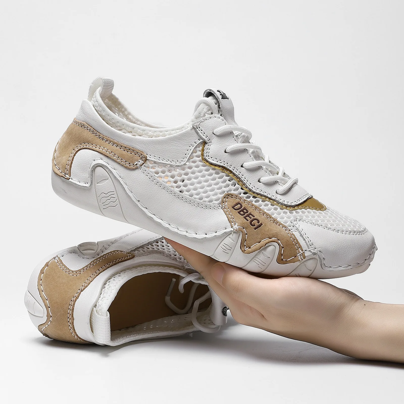 حذاء رياضي كاجوال للنساء في الهواء الطلق يسمح بمرور الهواء للصيف مريح مقاس كبير قابل للتنفس بمقدمة مستديرة من المطاط... #4