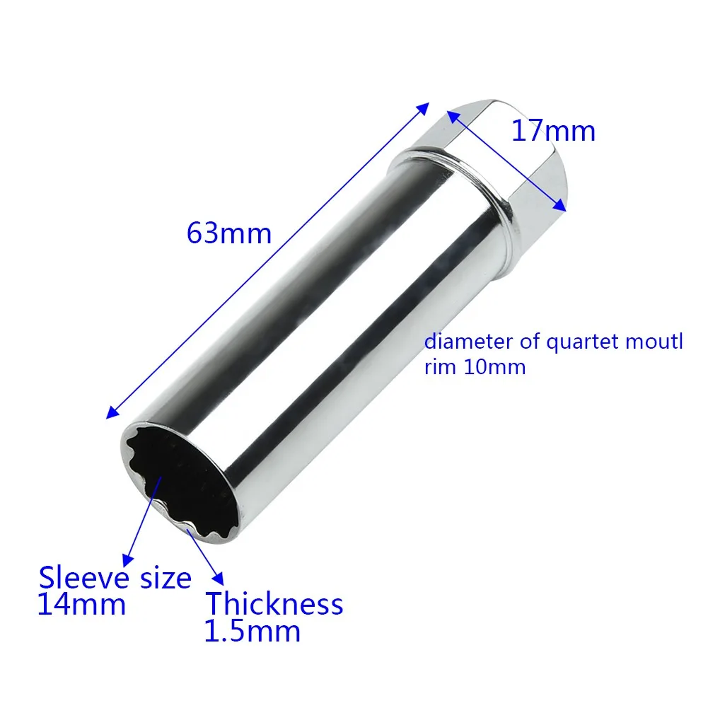 1pc Car Spark Key Removal Tool Silver Chrome Vanadium Alloy for mini 14mm 3/8 Inch Drive For Benz for bmw for nissan for durable
