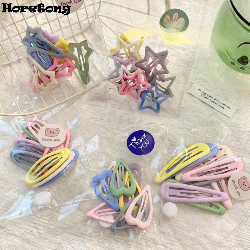 10 Pcs/Lot Children Cute BB Hairpin Geometric Stars Heart Ornament Hair Clips Girls Lovely Sweet Hairpins Kid Hair Accessories