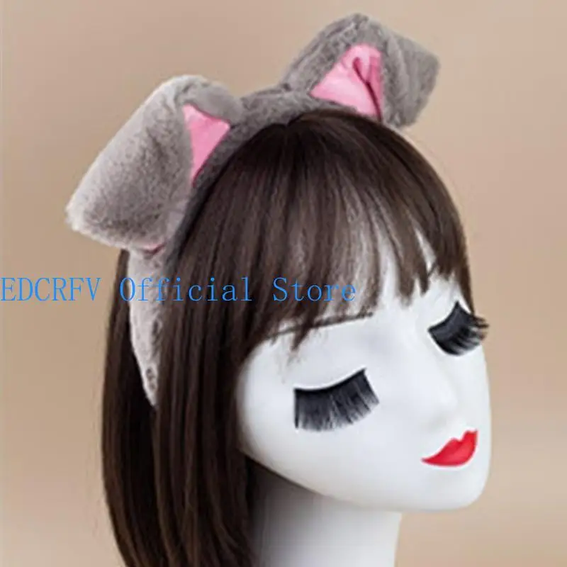 652F Puppy Cosplay Makeup Headband Sweet Furry Headwear Hairbands Headwear Pompoms Hairbands Birthday Party