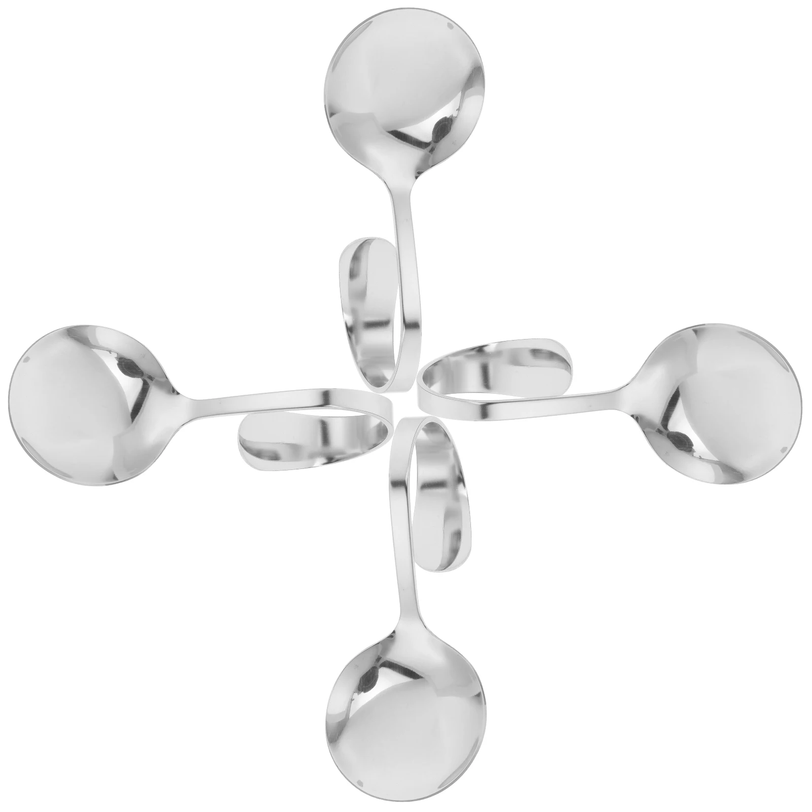 

4Pcs Curved Handle Spoons Fine Workmanship Metal Appetizer Spoon for Restaurant Western Food Service