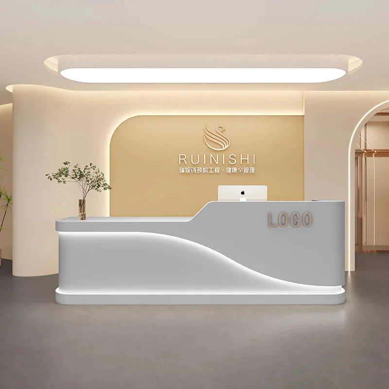 Магазин Подиум Стойка регистрации Кассовый салон Белый Парикмахерская Простая стойка регистрации Супермаркет Comptoir Caisse Мебель для бара