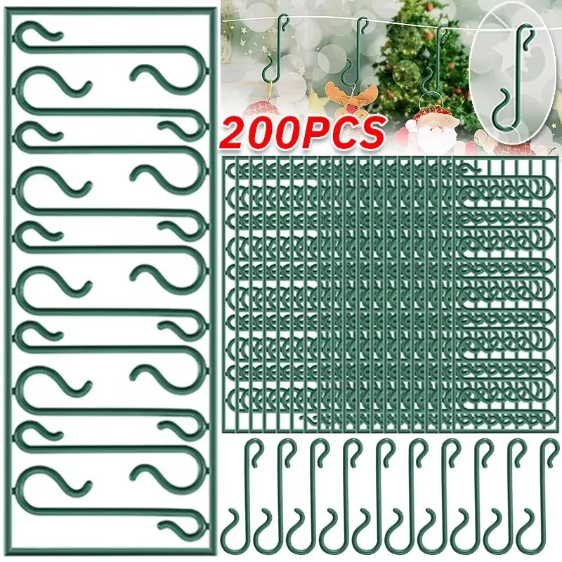 200P Christmas Ornament S-Shaped Plastic Hooks Xmas Tree Ball Pendant Hanging Hook Hanger Home Navidad NewYear Party Decorations