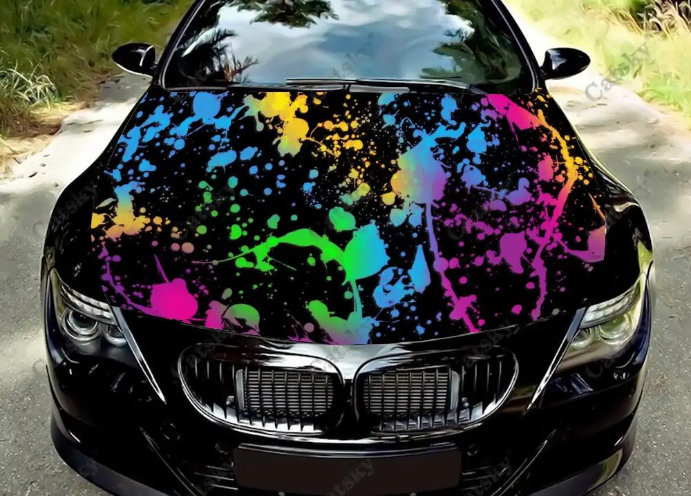 Color splash paint Car Hood Decals Self Adhesive Paint Stickers Car SUV Wraps Truck Graphics Car Hood Vinyl Decals