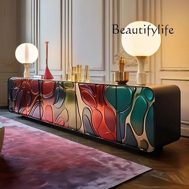 

Designer art painting TV cabinet Italian modern high-end floor cabinet furniture