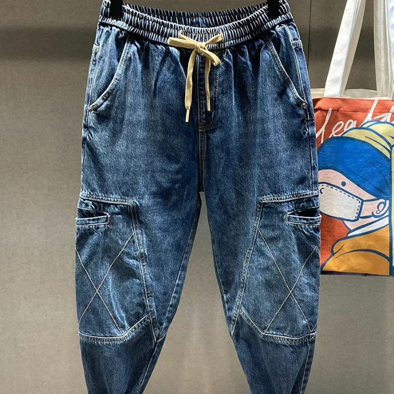 

Wide-leg Pants Spring and Autumn High Street Trend Brand American Retro Body Harun Work Jeans Men's Loose Straight JJ421