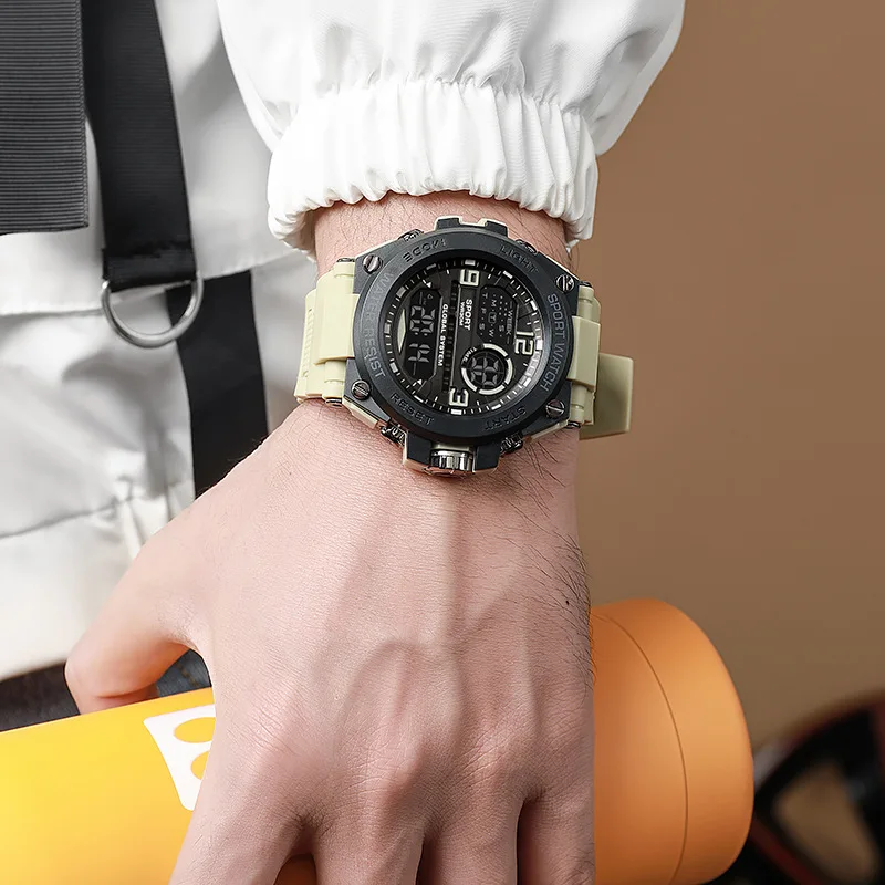 Men's Sports Digital Large Dial Luminous Waterproof Alarm Clock Multifunctional Electronic Chronograph Multifunctional Watch