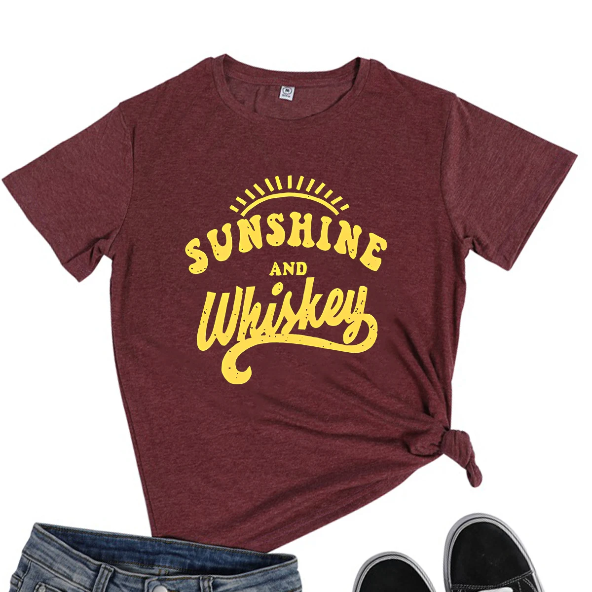 

Seeyoushy SUNSHINE AND Whiskey Harajuku Fashion Women's Top Summer New Casual Women's T-shirt Holiday Y2K Trend Women's Clothing