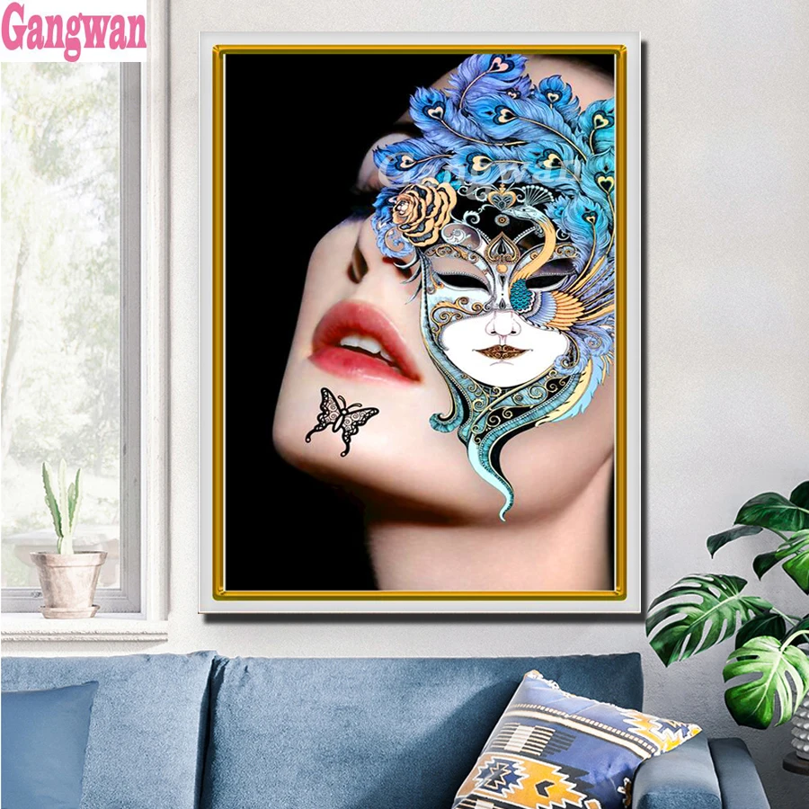 full daisy Diy diamond painting beauty girl picture rhinestones embroidery diamond mosaic people mask art 5d cross stitch decor