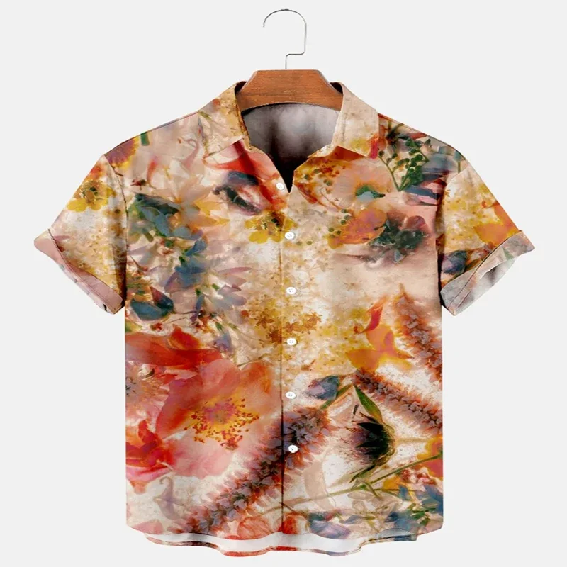 

Hawaii Flowers Print Short Sleeve Shirt 3D All Over Printed Hawaiian Shirt for Men and Women Casual Shirt Unisex