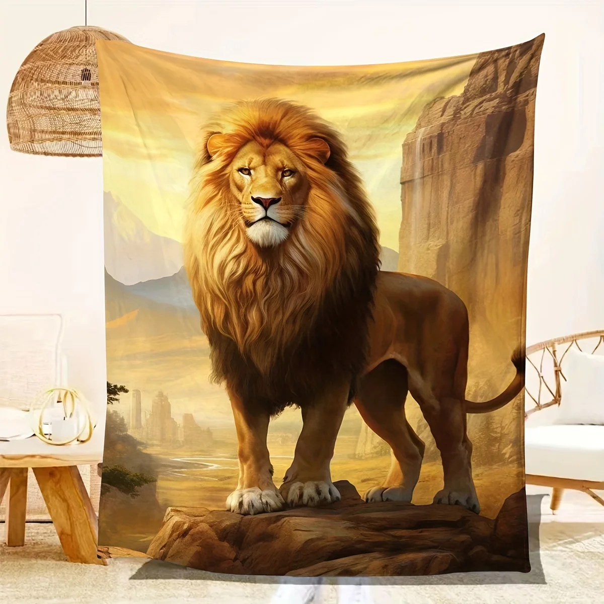 Lion Flannel Blanket – Soft All-Season Throw for Bed, Sofa & Car, Perfect as a Brother’s Gift – Ideal for Naps & Light Cover