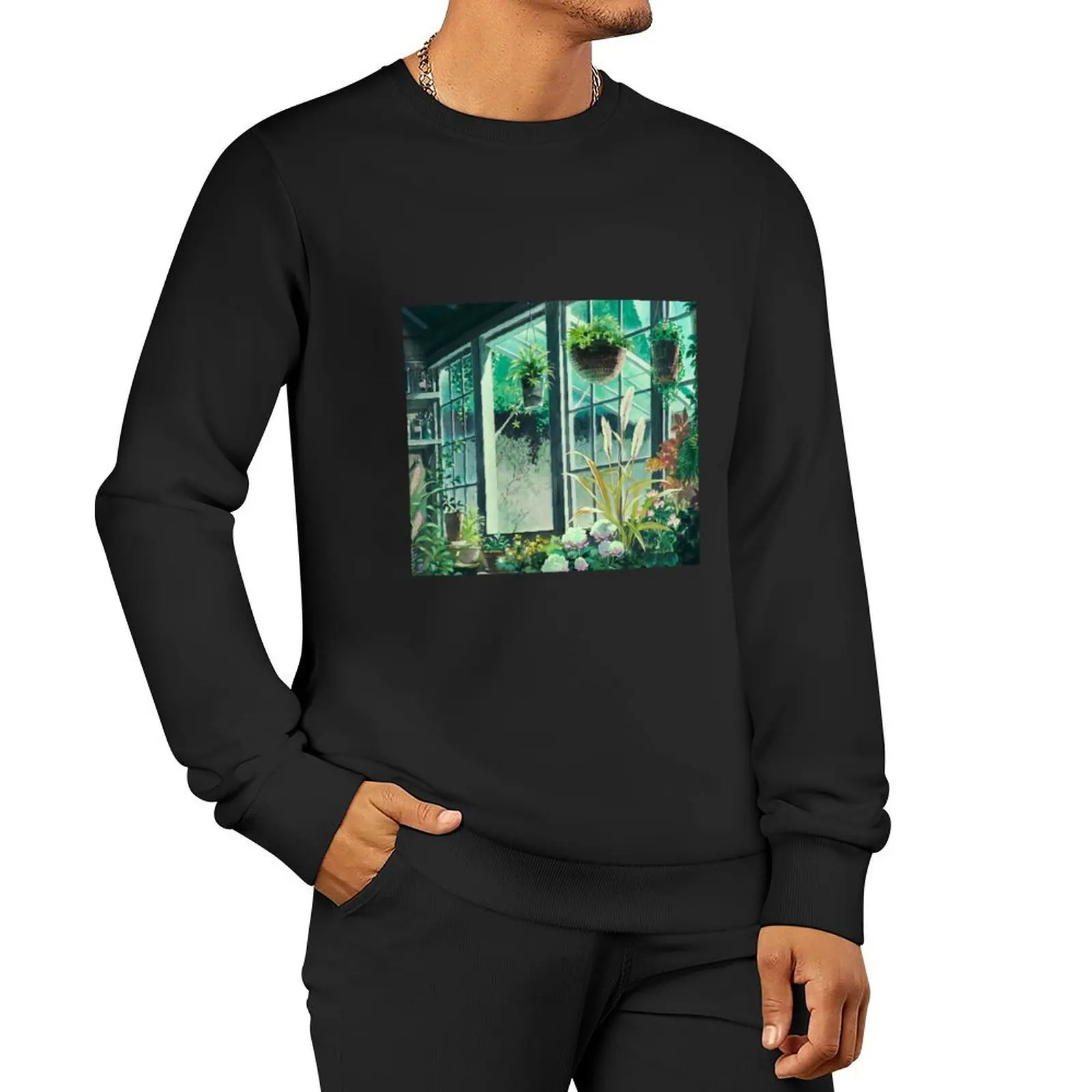 Ghibli Floral Plants Pullover Hoodie hooded shirt men's sweat-shirt men's winter sweater sweatshirts