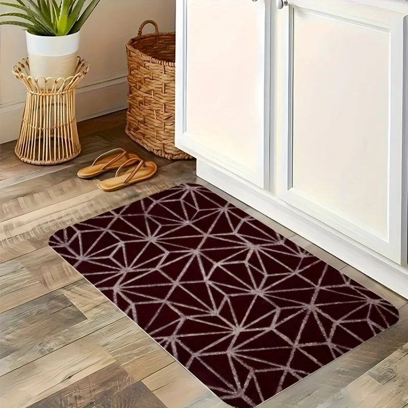 

1PC Geometric Polygonal Kitchen Rug Non-Slip Door Mat Pop design Bathroom Rug Bath Mat Carpet for Home Sink Laundry Decor