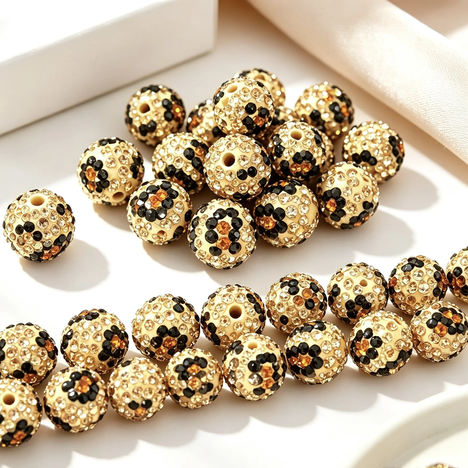 20 beads per package, leopard‑print Shamballa soft clay decorative beads, 1 cm wide, DIY loose beads accessories for bracelet & view 4
