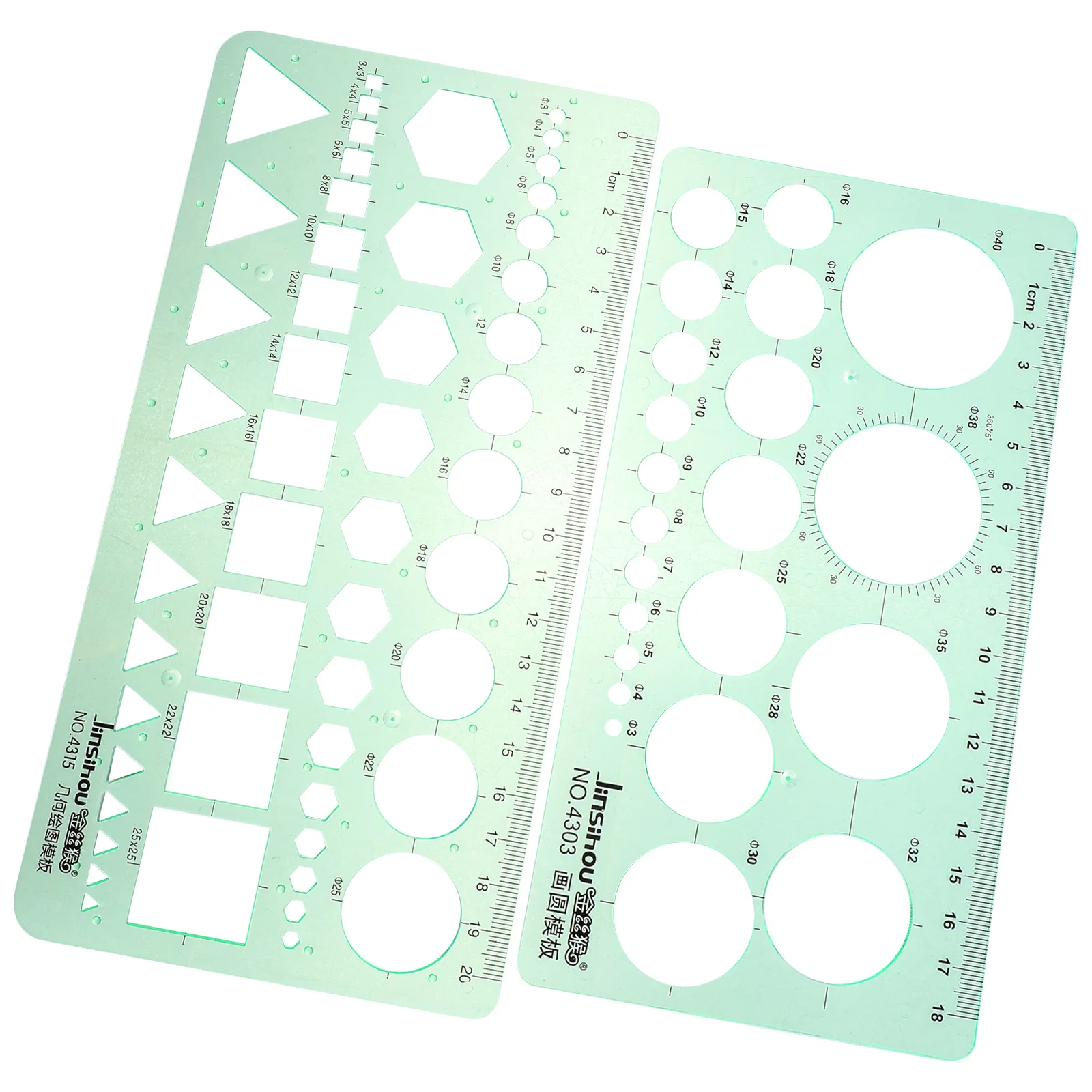 2 Pcs Geometry Measurement Template Plastic Ruler Drawing DIY Geometric Tool Rulers