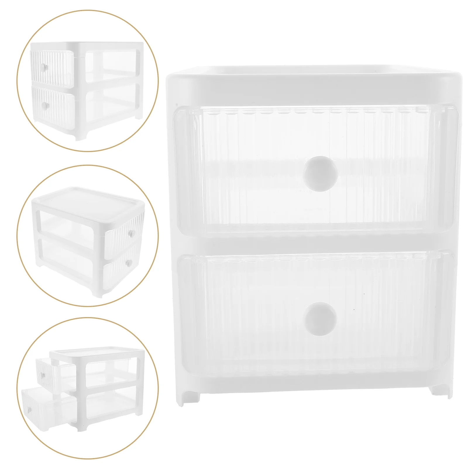 

Desk Organizer Transparent Drawer-type Desktop Miscellaneous Jewelry Storage Box (white 2 Layers) Table Holder Bin Work