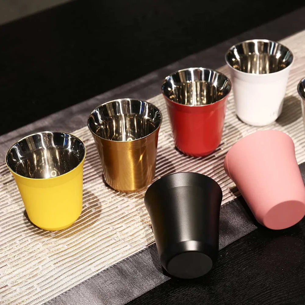 160ML 304 Espresso Mugs Stainless Steel Coffee Milk Water Drink Breakfast Cups Insulated Double Wall Safe Texture