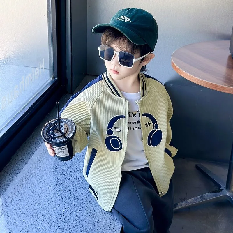 2025 Spring Autumn New Boys Baseball Jacket Trendy Kids Sporty Coat Baby Autumn Jacket Stylish Boys Sportswear
