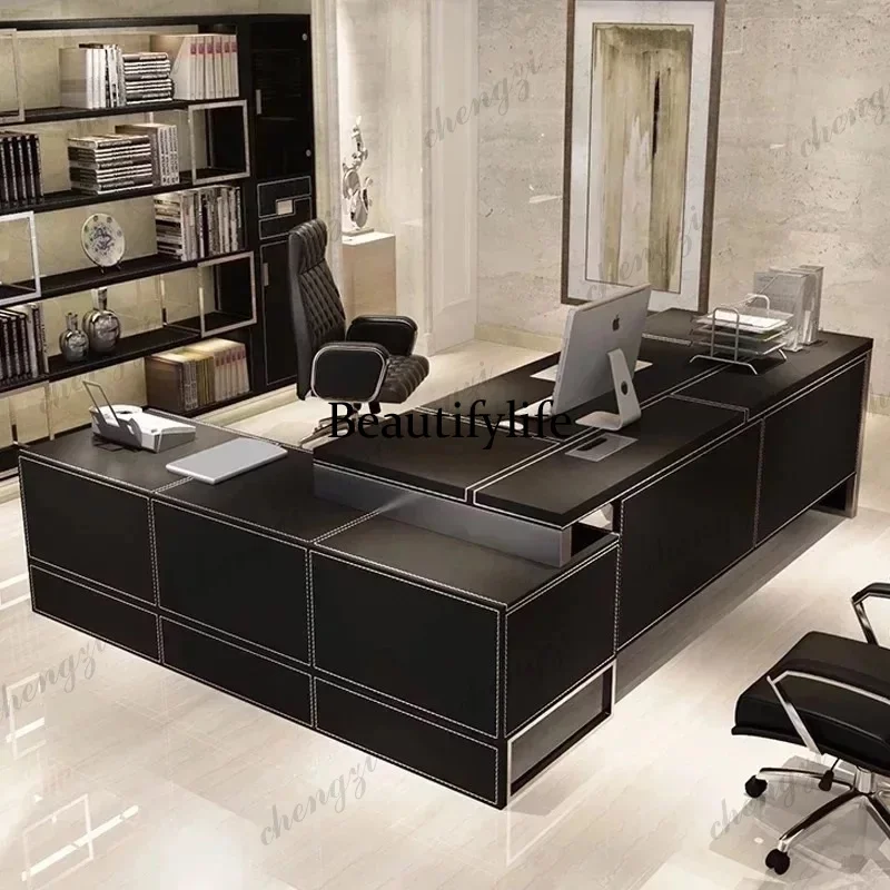 A68Luxury Manager Executive Office Desk Strong Wood Black Modern Executive Office Desk Cheap Large Tisch Small Spaces Furniture