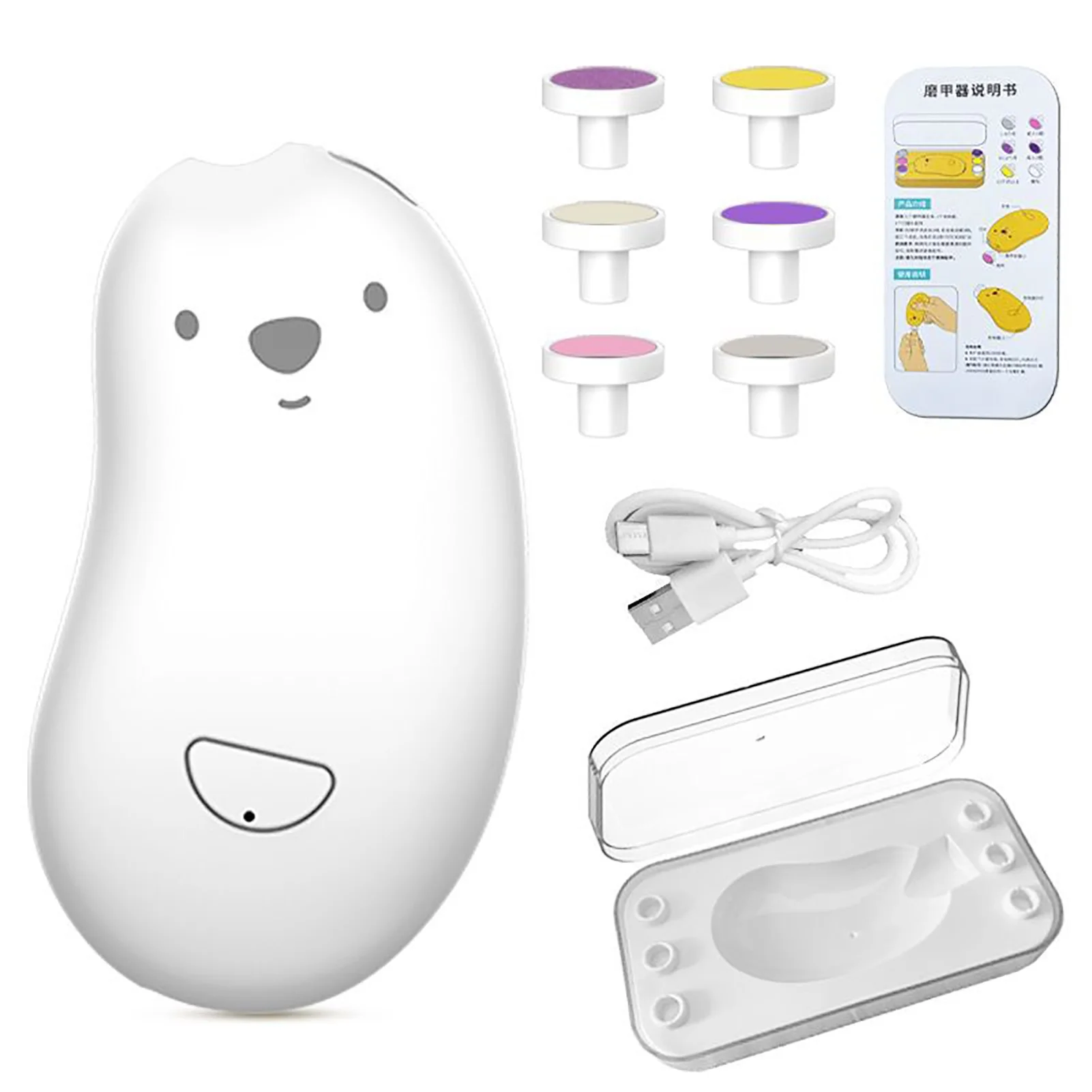 

Electric Baby Nail Grinder Safe USB Charging with 6 Grinding Head Baby Nail File for Home Baby Fingernail Care